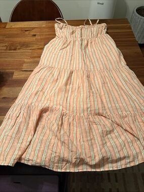 Aerie Striped Peach Tiered Sundress